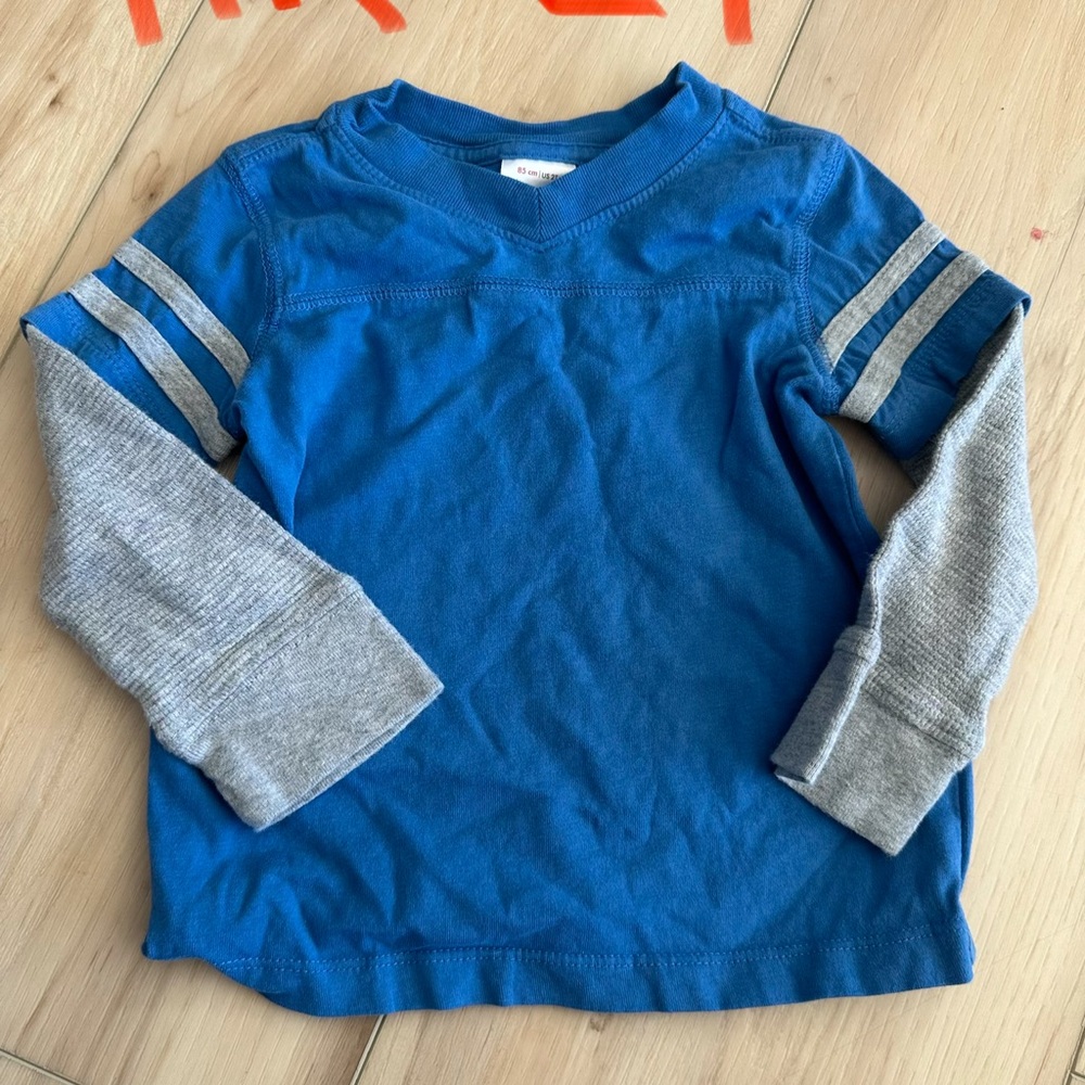 Hanna Andersson Blue and Gray Long Sleeve Tee